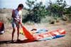 1990. Dominique inflating with an electric turbine connected on the car